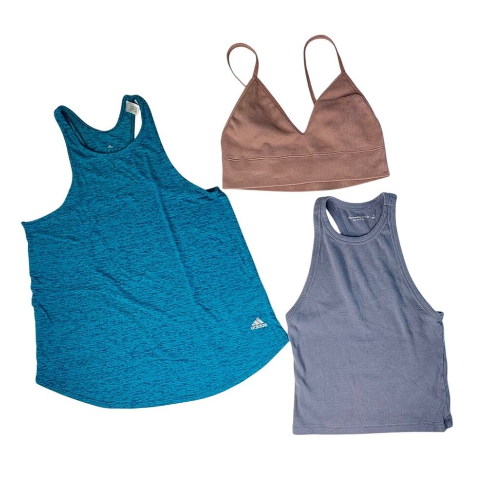 Abercrombie & Fitch+Adidas Activewear Bundle Tank Top Bra Racerback SMALL Sporty